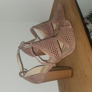 Charlotte Russe pink suade heels, size 6